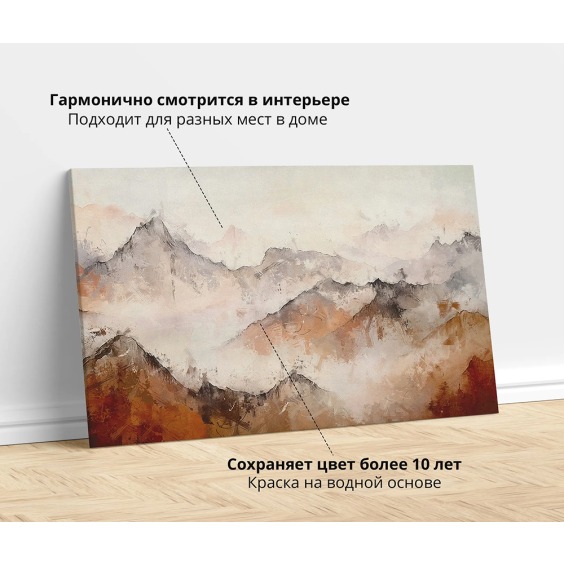 Интерьерная картина "Силуэт гор" на холсте, большая, размер 30 на 45 см #2