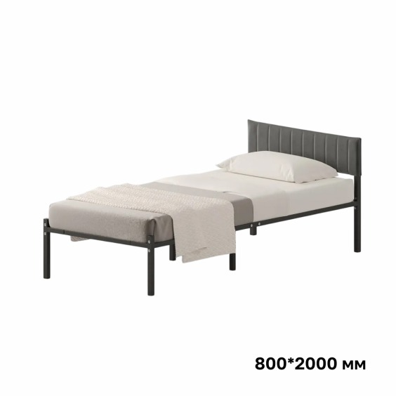 Комплект Лофт кровать 80х200 черная с темно-серым чехлом тк 06 #1