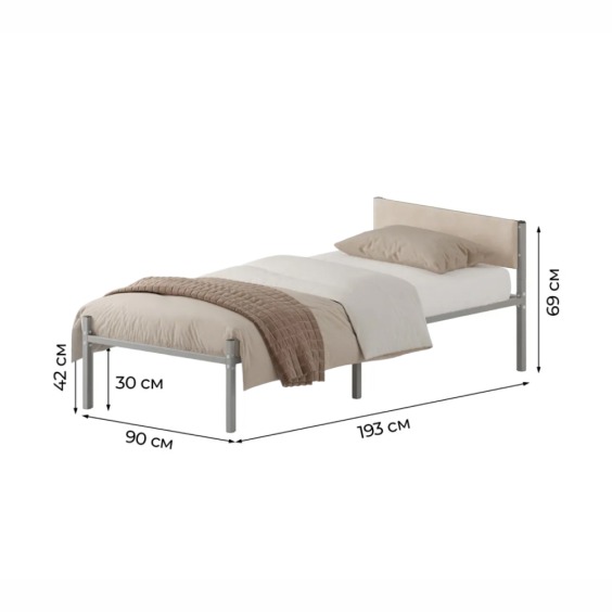 Комплект кровать Металика Б90Х190+Г2 Цвет Серый + vel-RS-1-90 #1