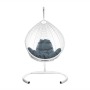 Комплект подвесное кресло Капля Люкс с ротангом белое, серая подушка