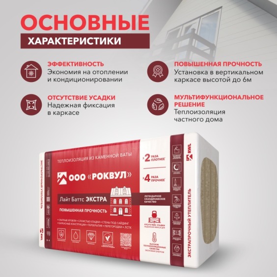 Утеплитель Rockwool Лайт Баттс Экстра 1000х600х100 мм, 4 шт. уп #3