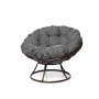 Комплект кресло Папасан без ротанга коричневое, серая подушка