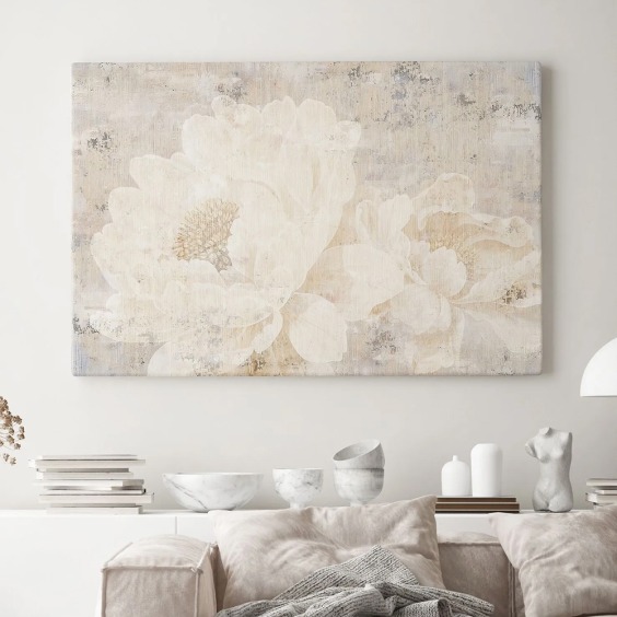 Интерьерная картина "Силуэт пионов" на холсте, большая, размер 30х45 см #1