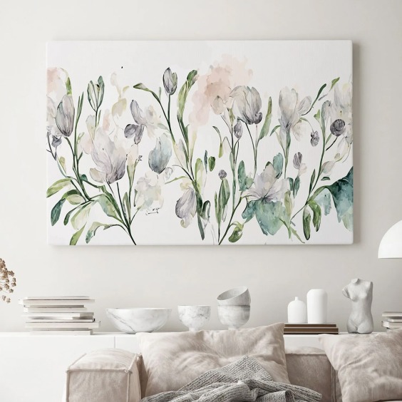 Интерьерная картина "Акварельная флора" на холсте, большая, размер 60х90 см #1 Интерьерная картина "Акварельная флора" на холсте, большая, размер 60х90 см #1