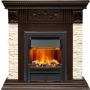 Каминокомплект Luxemburg (каменный) - Сланец/Темный дуб с очагом Brookline Black