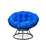 Комплект кресло Папасан без ротанга черное, синяя подушка