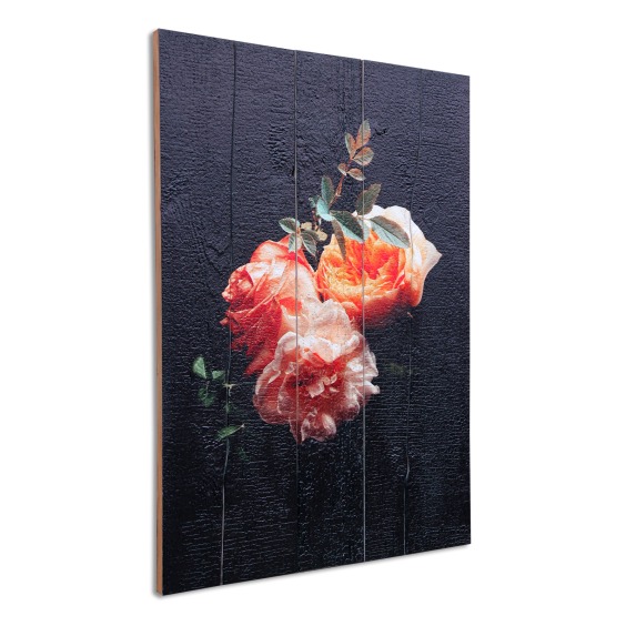 Картина "Три розовых розы на черном фоне" 40х60 см #2