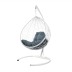 Комплект подвесное кресло Капля с ротангом белое, серая подушка