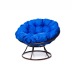 Комплект кресло Папасан без ротанга коричневое, синяя подушка
