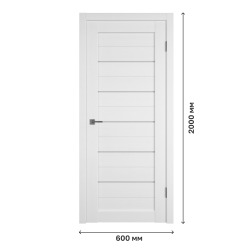 Дверное полотно Atum 5 Snow со стеклом White Cloud, 600х2000 мм