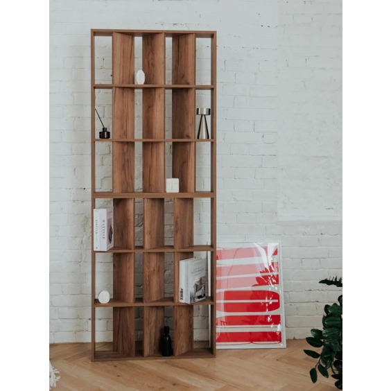 Узкий стеллаж стенки под 45 градусов мини, 800х1054х150 мм, Дуб крафт табак #15