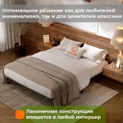 Двуспальная кровать металлическая без спинки София, 180х200 см, Черный, ДомаКлёво