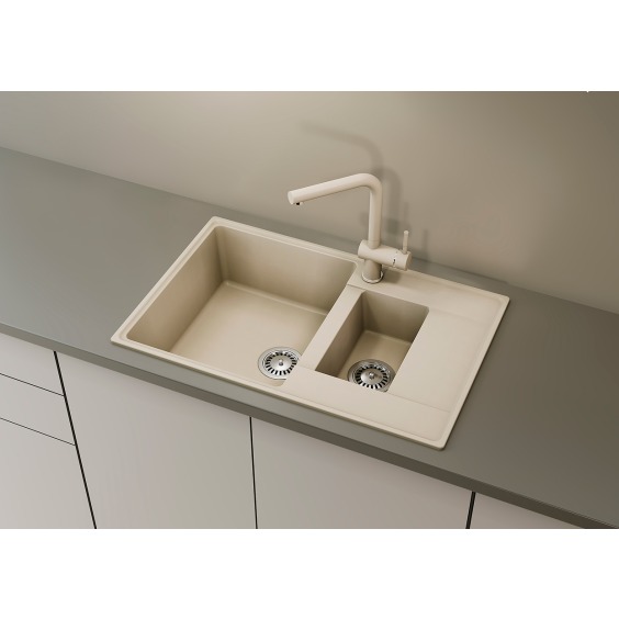 Мойка для кухни кварцевая Ulgran Quartz Prima 780-02, лен, 1,5 чаши #2