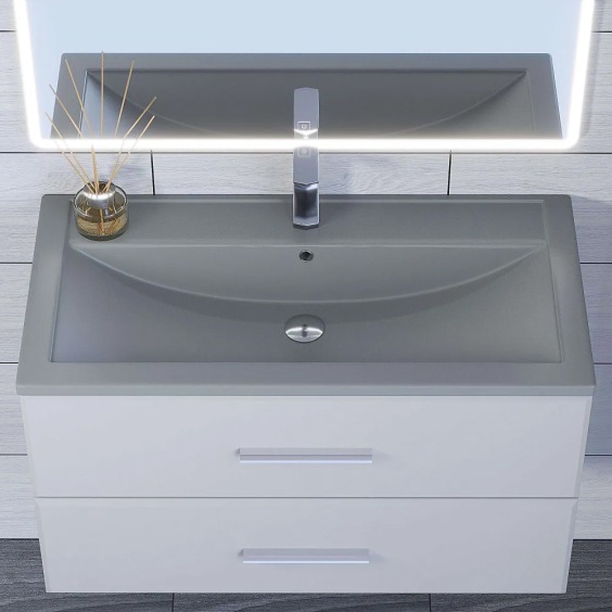 Раковина для ванной кварцевая Uperwood Foster Quartz 80х45,5х17,5 см, серая матовая, бетон #5