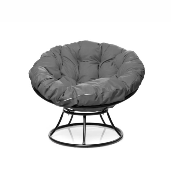 Комплект кресло Папасан без ротанга черное, серая подушка #2 Комплект кресло Папасан без ротанга черное, серая подушка #2