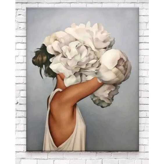 Картина на стену большая на холсте интерьерная "Девушка с пионами" размер 80х50 см #6 Картина на стену большая на холсте интерьерная "Девушка с пионами" размер 80х50 см #6