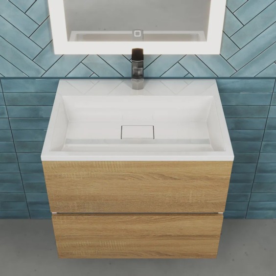 Тумба с раковиной для ванной подвесная Uperwood Barsa 60х45х57 см, белая/дуб сонома, раковина белый глянец #10