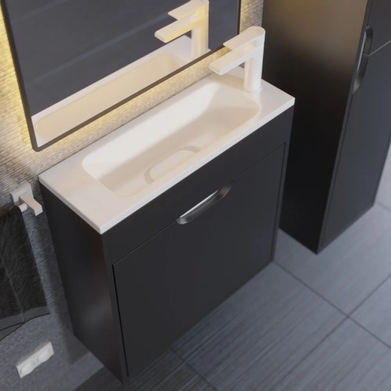 Тумба под раковину для ванной подвесная Uperwood Modul 60х21х60 см, черная матовая #11
