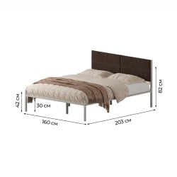 Комплект кровать Металика Б160Х200+Г4 Цвет Серый + 2 компл сп vel-RS-32-160
