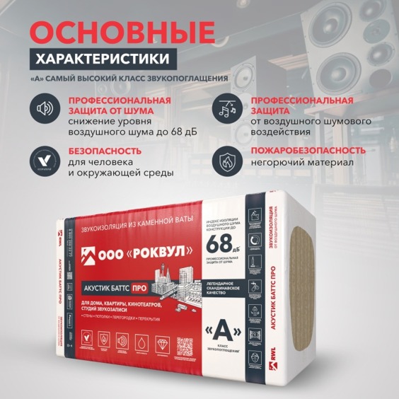 Утеплитель Rockwool Акустик Баттс Pro 1000х600х50 мм, 8 шт. уп #3