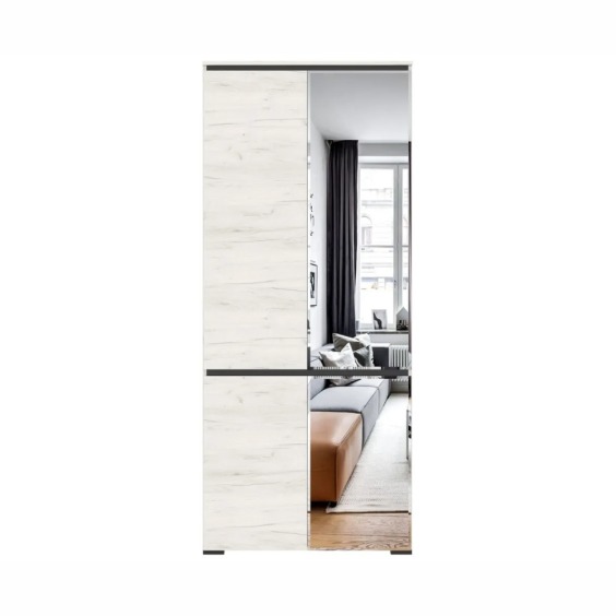 Шкаф Гретта 2С2ЗР Крафт белый-Антрацит (прихожая) #3