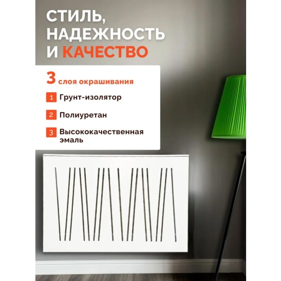 Короб-экран для батареи отопления «Абстракция» белый, 90х60х17 см #4