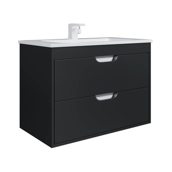 Тумба под раковину для ванной подвесная Uperwood Modul 75х44,4х55 см, черная матовая #2