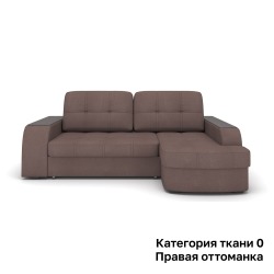 Диван Rivalli Берлин с широким подлокотником, правая оттоманка, категория ткани 0