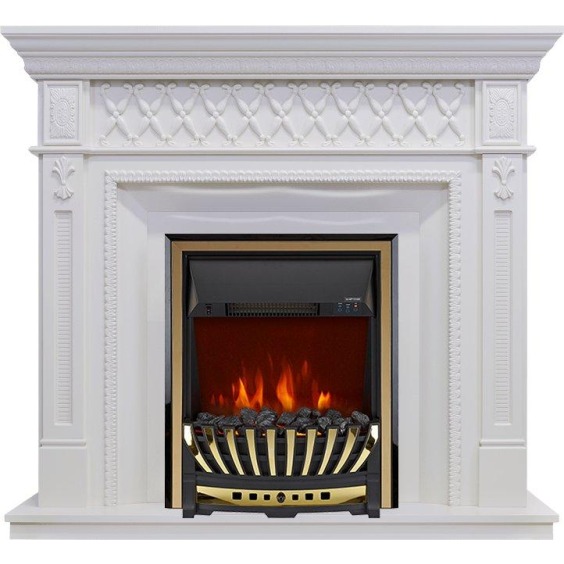 Каминокомплект Alexandria - Белый дуб с очагом Aspen Gold #1