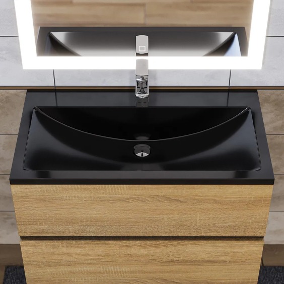 Раковина для ванной Uperwood Self 80х45х15 см, черная глянцевая #4