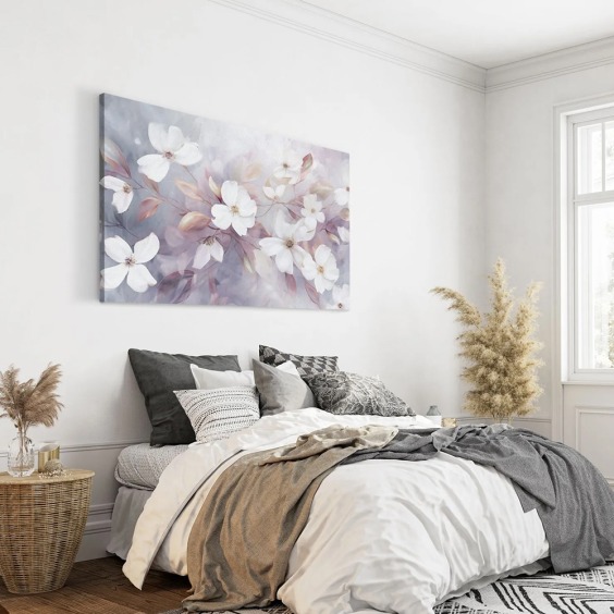 Интерьерная картина "Белые цветки магнолии" на холсте, большая, размер 80х115 см #6