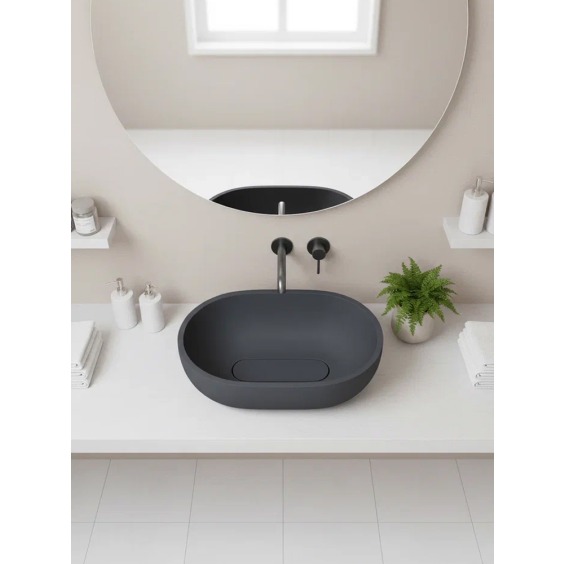 Раковина для ванной накладная Uperwood Arizona овальная, бетон, цвет графит #3