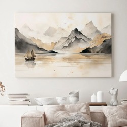 Картина на стену большая на холсте интерьерная "Горное озеро" 40х60 см