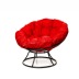 Комплект кресло Папасан без ротанга черное, красная подушка