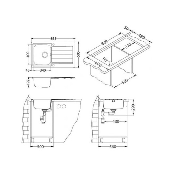 Alveus Line Maxim 20 SAT-90 FS 865X505 1X кухонная мойка #3