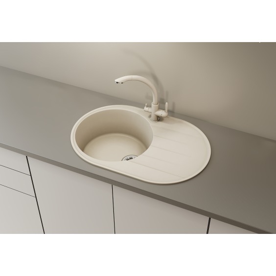 Мойка для кухни кварцевая Ulgran Quartz Nora 750-02, лён #2