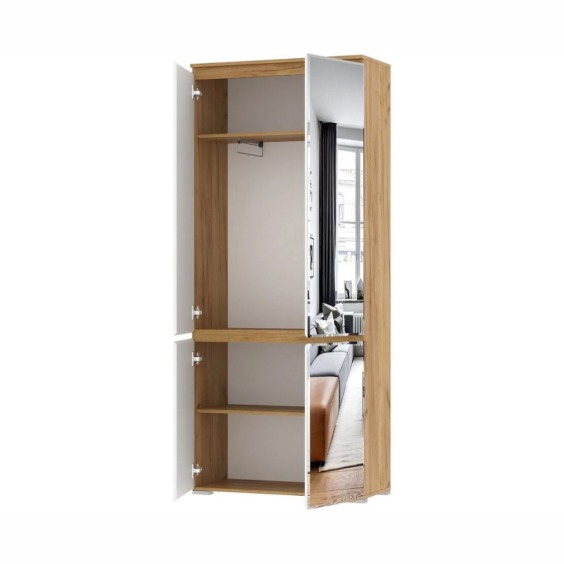 Шкаф Гретта 2С2ЗР Крафт золотой-Белый (прихожая) #2