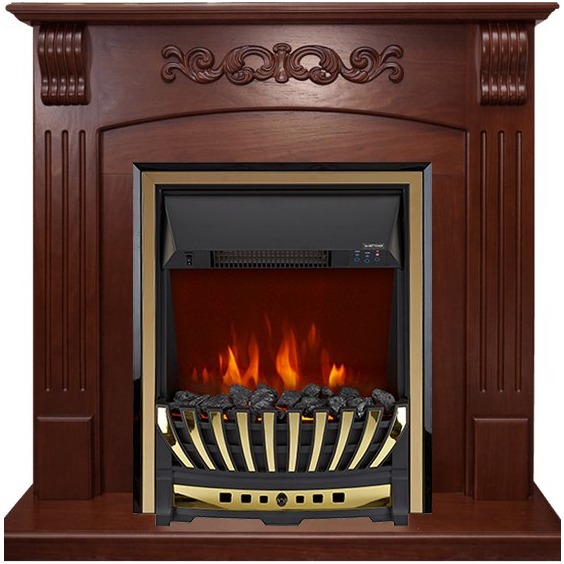 Каминокомплект Sorrento угловой - Орех с очагом Aspen Gold #1