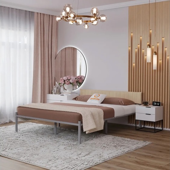 Комплект Лофт кровать 160х190 серая с бежевым чехлом тк 01 #3 Комплект Лофт кровать 160х190 серая с бежевым чехлом тк 01 #3