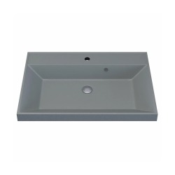 Раковина для ванной кварцевая Uperwood Classic Quartz 70х45х15 см, серая матовая, платина