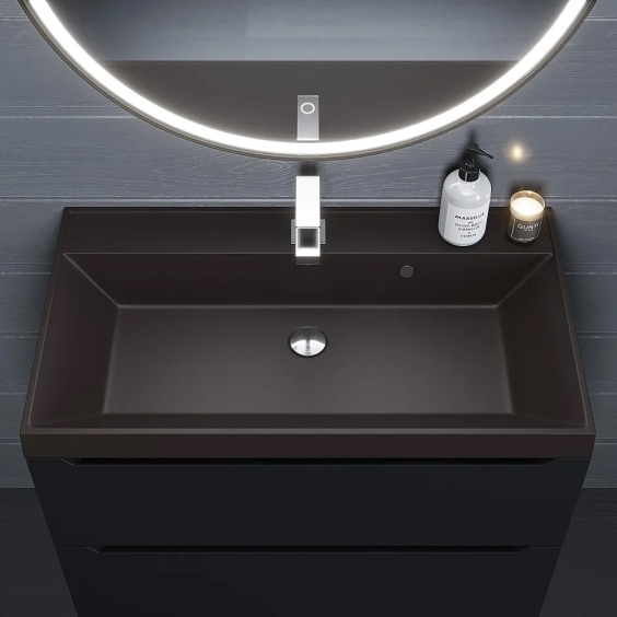 Раковина для ванной кварцевая Uperwood Classic Quartz 80х45х15 см, коричневая матовая, трюфель #4