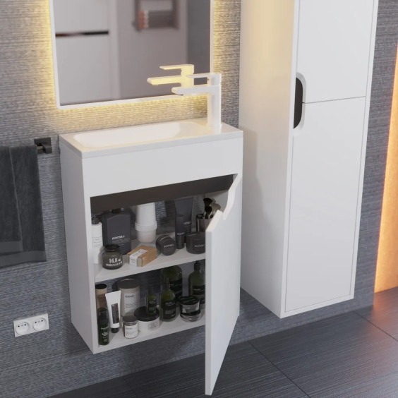 Тумба под раковину для ванной подвесная Uperwood Modul 50х21х60 см, белая/графит #7