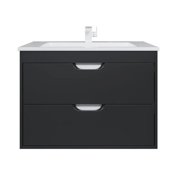 Тумба под раковину для ванной подвесная Uperwood Modul 75х44,4х55 см, черная матовая #1