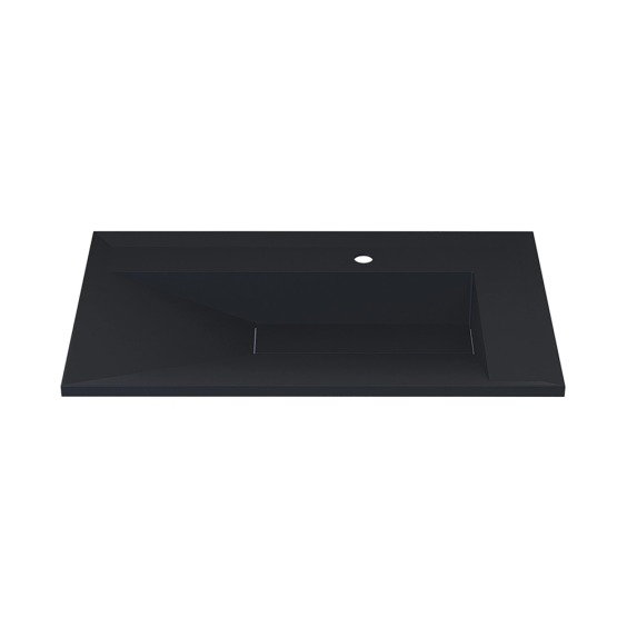 Раковина для ванной кварцевая Uperwood Lotus Quartz 80х50х13 см, черная матовая, уголь #1