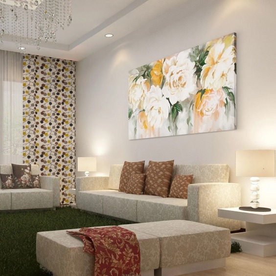 Интерьерная картина "Желтые пионы" на холсте, большая, размер 30х45 см #6