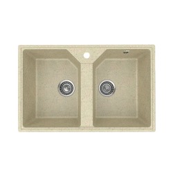 Кухонная мойка из искусственного камня Uperwood Econ UPD-402-002, прямоугольная, 2 чаши, бежевая матовая