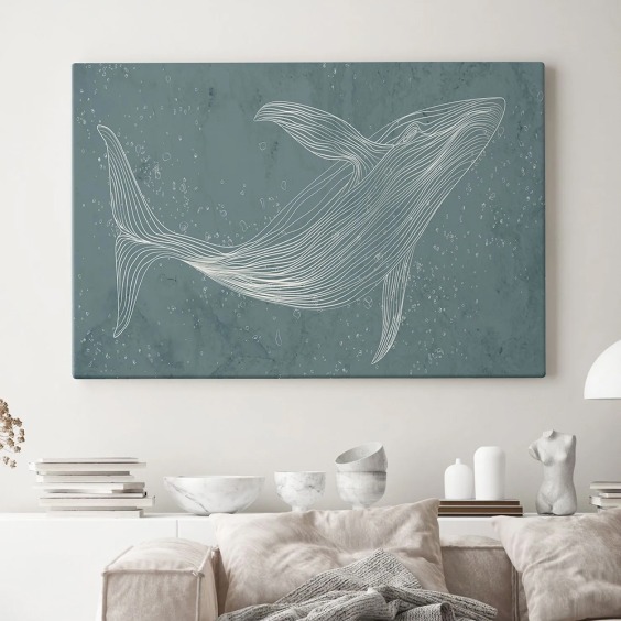 Интерьерная картина "Кит абстракция" на холсте, большая, размер 40х60 см #6