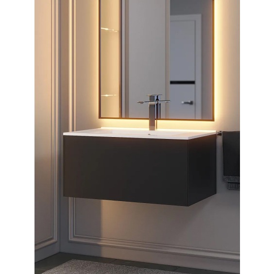 Тумба с раковиной для ванной подвесная Uperwood Parma Premium 77х47,5х36,5 см, черная #5