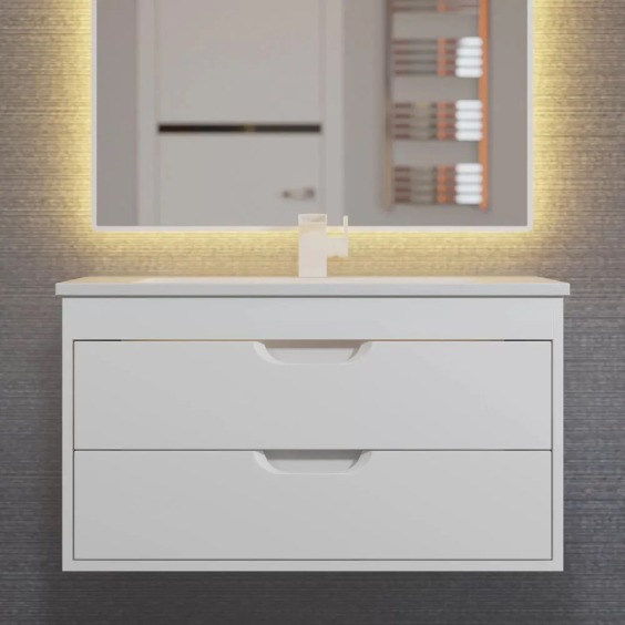 Тумба под раковину для ванной подвесная Uperwood Modul 75х44,4х55 см, белая матовая #12