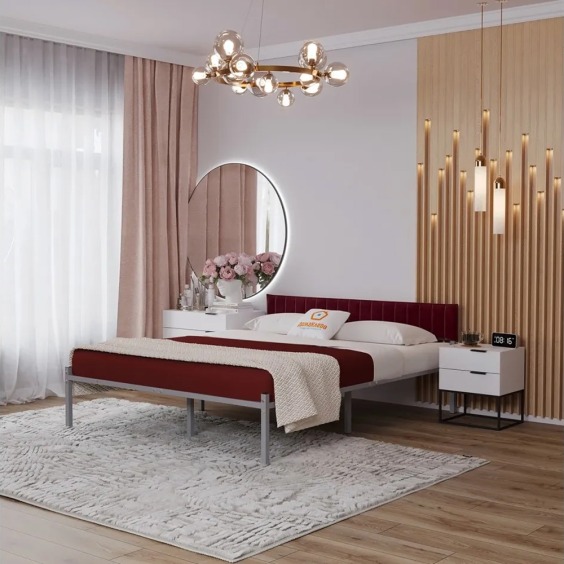 Комплект Лофт кровать 120х190 серая с бордовым чехлом тк 08 #3 Комплект Лофт кровать 120х190 серая с бордовым чехлом тк 08 #3